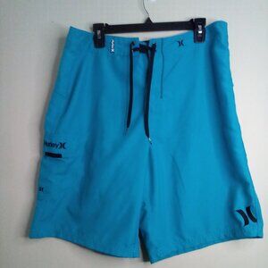 Hurley Swim Trunks Men 33 Shorts Pockets Teal Black